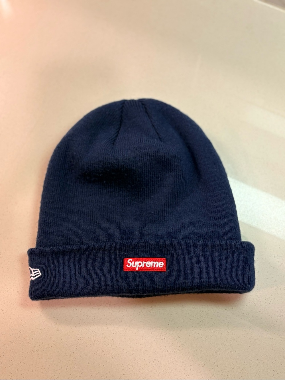 Supreme x New Era Box Logo Beanie Navy Blue FW Beanie Hat One Size